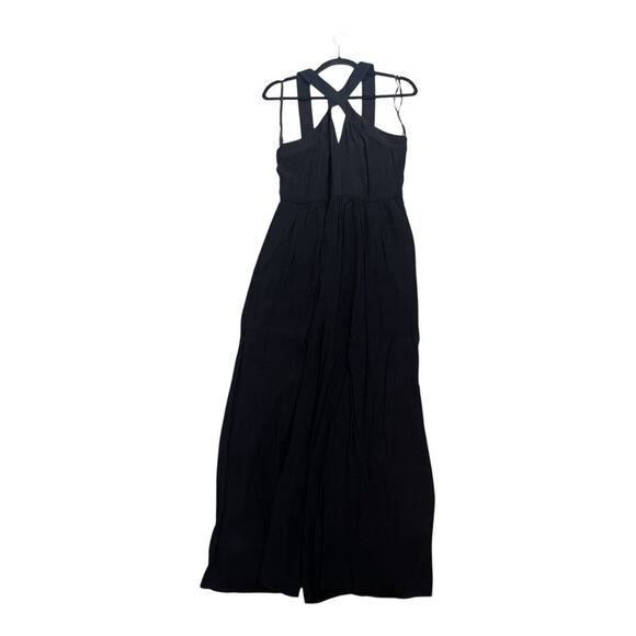 Anthropologie Key Hole Halter Black Jumpsuit Size 6 Black Gauzy - Picture 3 of 10